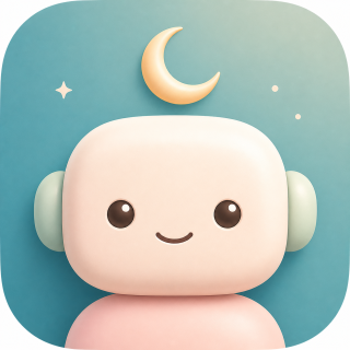 Salah Buddy — a soft cream-colored robot mascot under a crescent moon.